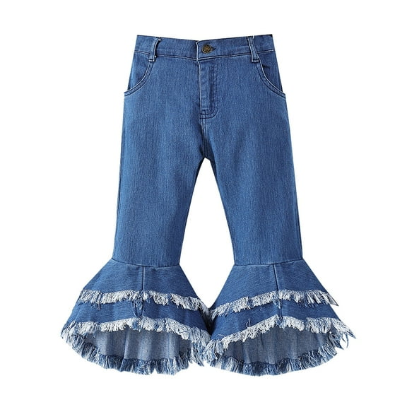 Generic Junior Girls' Casual Flared Pants Girls' High Waisted Palazzo Pants Children's Clothing In Europe And The United States In The Small Children Jeans With Color Flared Pants Fashion Girl Pants