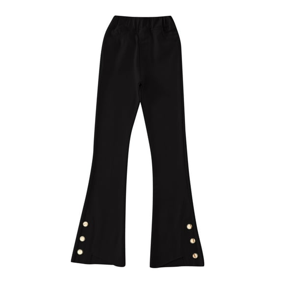 Generic Junior Girls' Casual Flared Pants Girls' High Waisted Palazzo Pants Tollder Girl High Elastic Waist Flare Leg Pants Casual Long Bell Bottom Trousers