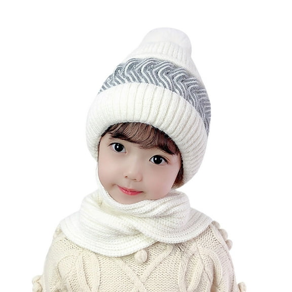 EnJoCho Women'S Elegant Slouchy Knit Hat Girls Winter Slouchy Knit Warm Hats Wool Cap Scarf Integrated Pullover Cap Cute Parent Child Knitted Hat Men And Women Striped Knit Cap