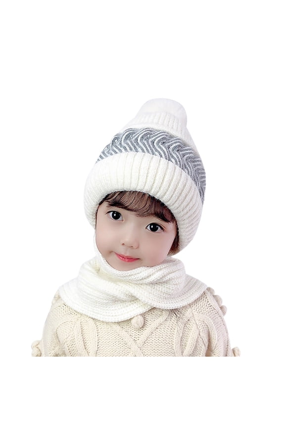 Women'S Elegant Slouchy Knit Hat Girls Winter Slouchy Knit Warm Hats Wool Cap Scarf Integrated Pullover Cap Cute Parent Child Knitted Hat Men And Women Striped Knit Cap