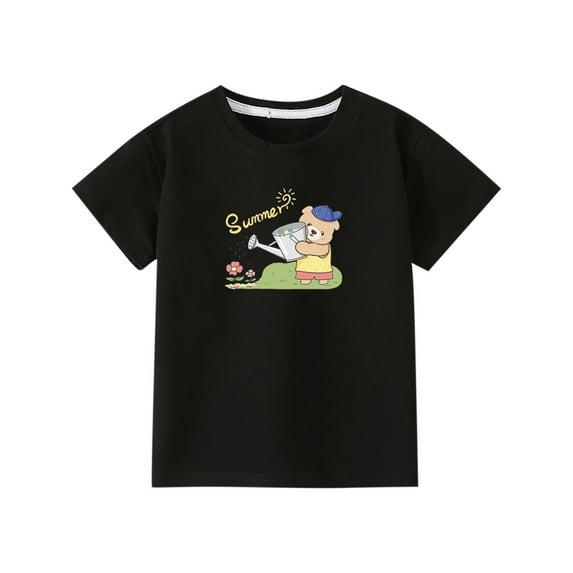 Generic Kid Boys Girls Cute Short Sleeve T-Shirts Casual Cotton Summer Tops Loose Crewneck Trendy Graphic Tees for 2-10 Years