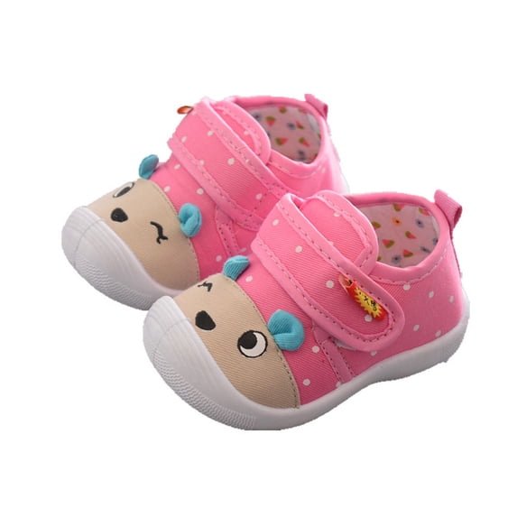 Generic Kid Squeaky Shoes Toddler Baby Boys Girls Cartoon Anti-slip Soft Sole Squeaky Sneakers Lightweight Little Kid Trainers for Walking Running(12 Months,Pink)