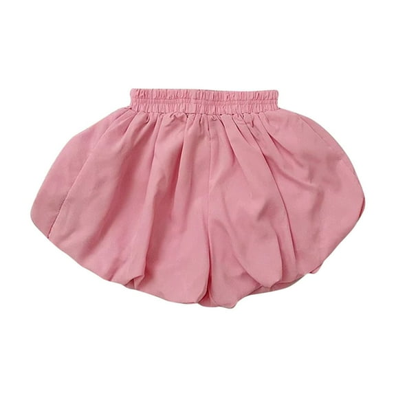 Generic Kid Toddler Girls Summer Outfit 3D Bow Bubble Short Casual Elastic Waist Bloomers Ruffle Shorts for 2-9 Years