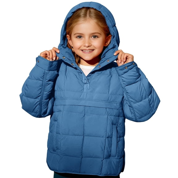 Generic Kid Toddler Pullover Puffer Jacket Lightweight Hooded Down Alternative Coat