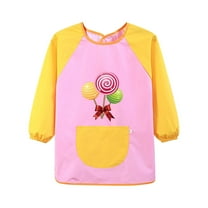 Generic Kids Art Smocks Waterproof Kids Painting Aprons Toddler Art Smock Kids Paint Smock with Long Sleeve and Pocket for Painting（7-8 Years Orange）