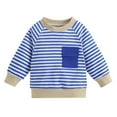 thumbnail image 1 of Generic Kids Baby Boys or Girls Sweatshirts Soft Cotton Warm Crewneck Cartoon Stripes Long Sleeve Pullover Sweatshirts for Boys or Girls Fall Winter Clothes （18-24 Months Blue）, 1 of 9