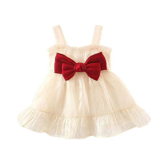 Generic Kids Baby Girls Tulle Dress Sleeveless Bowknot Party Prom Ball Gown Princess Autumn Winter Clothes for Catwalk Performance Holiday Party Wedding Christmas(18-24 Months White)