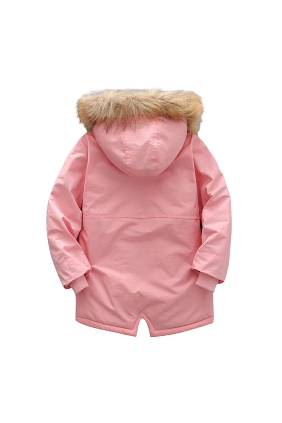Kids Boy's Girls Quilted Puffer Lined Jacket Thick Winter Coat Hooded Winter Water-proof Parka Outerwear Windbreaker Ski Jacket 2-3 YearsPink-1