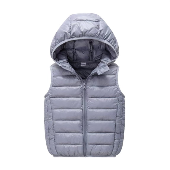 Generic Kids Boys Girls Puffer Vest Sleeveless Hooded Winter Quilted Jacket Outerwear Kids Light Zip Up Down Coat Soft Warm Waistcoat