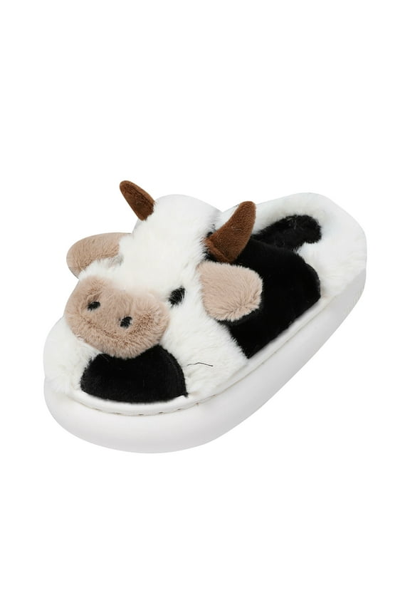 Kids Boys Girls Shoes Bedroom Home Cow Cotton Shoes Winter Indoor Outdoor Warm Lightweight Slippers Walking Shoes(6-7 Years Clear)