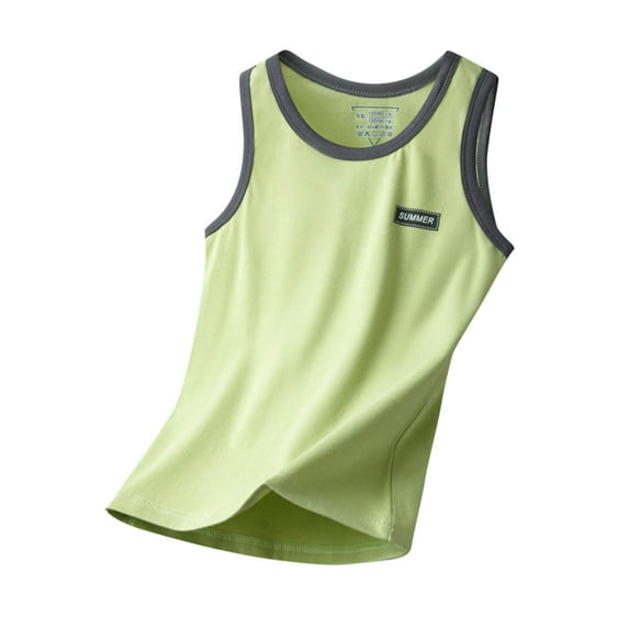 Generic Kids Boys Girls Summer Workout Tank Tops Comfy Loose Sleeveless Shirts Teens Casual Solid Color Basic for 2-17 Years