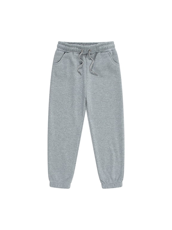 Kids Boys Girls Sweatpants Solid Color Pants Soft Casual Straight Leg Athletic Pants with Drawstring and Pockets Midweight Cotton/Poly Fleece Pants for Boys Cuffed Sweats (10-11 Years Grey)