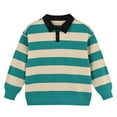thumbnail image 1 of Generic Kids Boys Sweatshirts Soft Cotton Warm Crewneck Cartoon Stripes Long Sleeve Pullover Sweatshirts Fall Winter Clothes（4-5 Years Green）, 1 of 5