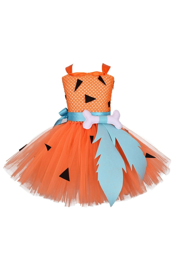 Kids Caveman Historical StoneAge Birthday Outfits for Girls Boys Halloween Dress Up Party Photo Picture for Girls Boys Halloween（0-6 Months Orange）