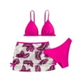 thumbnail image 1 of Generic Kids Child Girls 3 Piece Swimsuits Bathing Suit Soild Bikini Tops Underpants Print Skirt Swimwear Set, 1 of 7