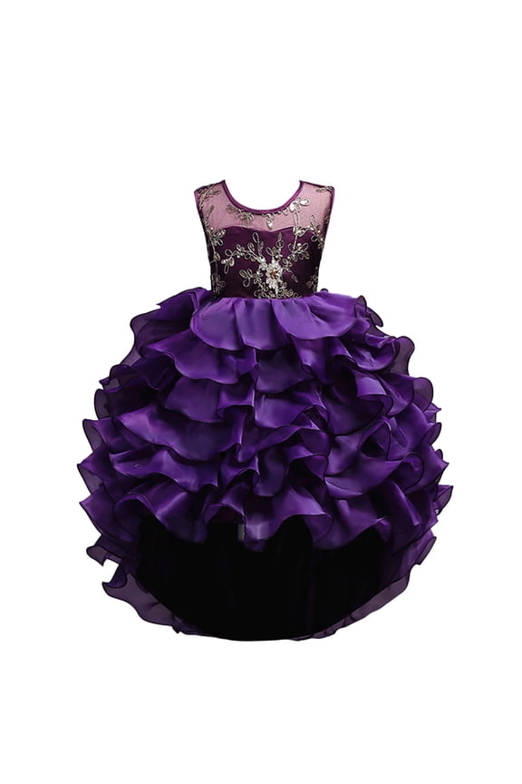 Kids Children Toddler Baby Girls Spring Summer Tulle Sequins Glitter Dress for Performance Formal Clothes Cute Bow Dresses for Christmas Party Princess Dress(8-9 Years,Purple)