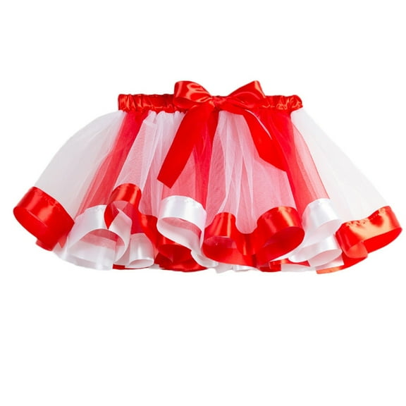 Generic Kids Christmas Outfits Girls Kid Tutu Christma Party Dance Ballet Toddler Rainbow Baby Skirt for Fall Winter Casual Soft Comfortable Clothing(7-11 Years,Red)