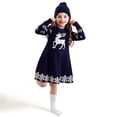 thumbnail image 1 of Generic Kids Christmas Outfits for Girls Little Christma Dress Reindeer Snowflake Xmas Gifts Knit Sweater Dresses for Fall Winter Casual Soft Comfortable Clothing(5-6 Years,Blue), 1 of 6