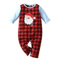 thumbnail image 1 of Generic Toddler Kids Girls Boys Cute Christmas Old Man Plaid Prints Romper Jumpsuit Cloths Autumn Winter Clothes for Holiday Party Christmas （9-12 Months Red）, 1 of 9