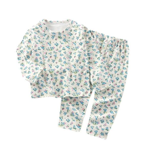 Generic Kids Christmas Pajamas Boys and Girls Fall and Winter Cartoon Fall Clothing Fall Pants Warm Pajamas Homewear Long Sleeve Toddler Snowman Xmas Pjs Clothes (18-24 Months,Sky Blue)