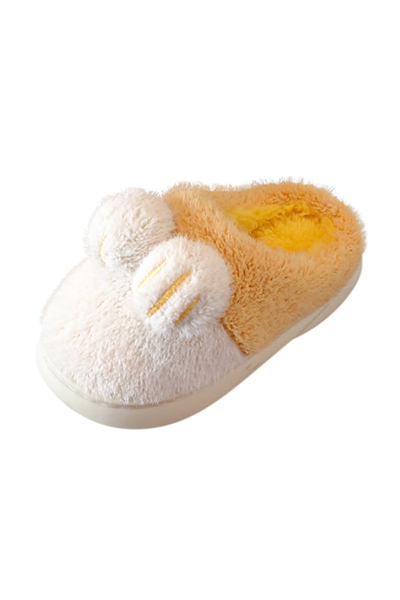 Kids Cotton Slippers Girls Boys Memory Foam Comfy House Slippers Bedroom Home Slippers Winter Warm Indoor Warm Lightweight Shoes(11-11.5 Years Yellow)