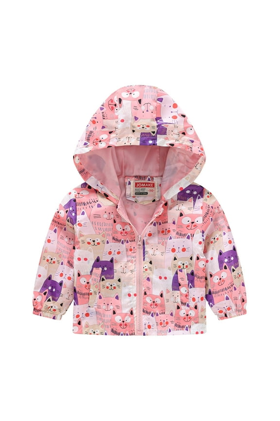 Kids' Cute Cartoon Hooded Windbreaker Jacket Toddler Boys Girls Casual Jackets Printing Cartoon Hooded Outerwear Zipper Coats Long Sleeve Windproof Coats Toddler Baby Girl Boy Winter Coats