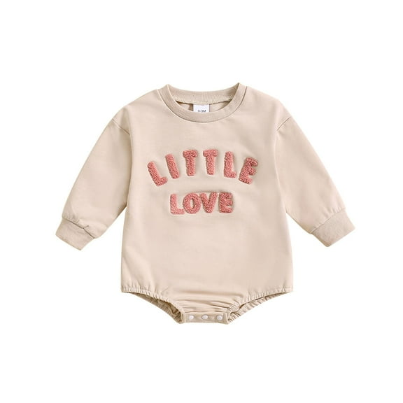 Generic Adorable Heart Print Baby Hoodie Romper Spring Long Sleeved Round Neck Letter Print Romper Children's Bodysuit Boys And Girls Valentine's Day Jumpsuit