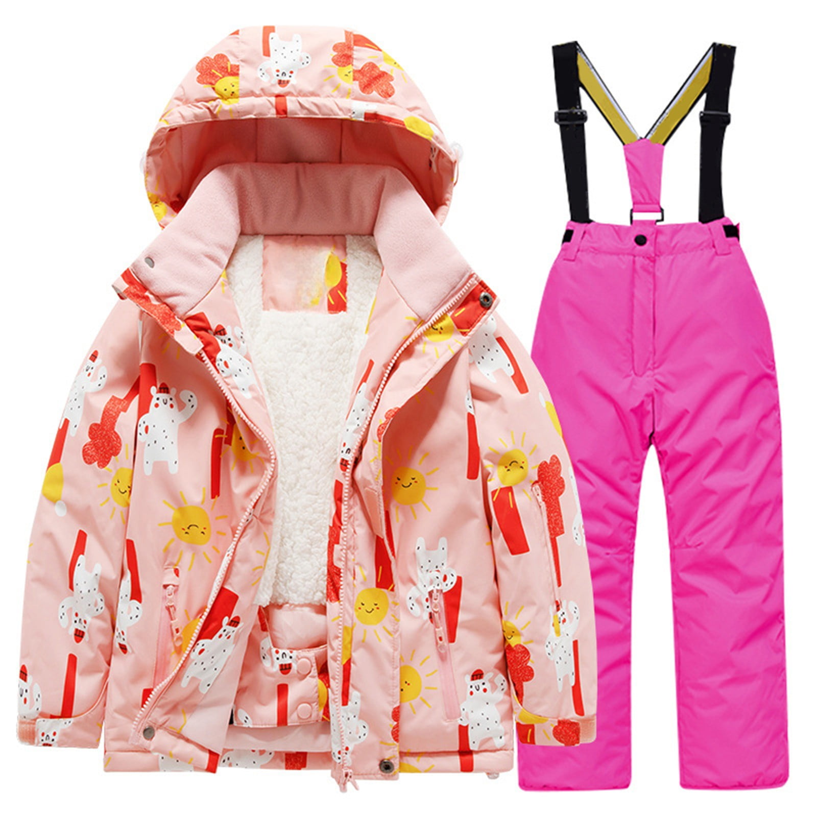Generic Boys and Girls Children's Ski Suits Girls Outdoor Thick Windproof Boys Baby Big Children Ski Clothes Waterproof Jumpsuits Winter Warm Snowboard Coat Outdoor Jackets(8,Hot Pink)