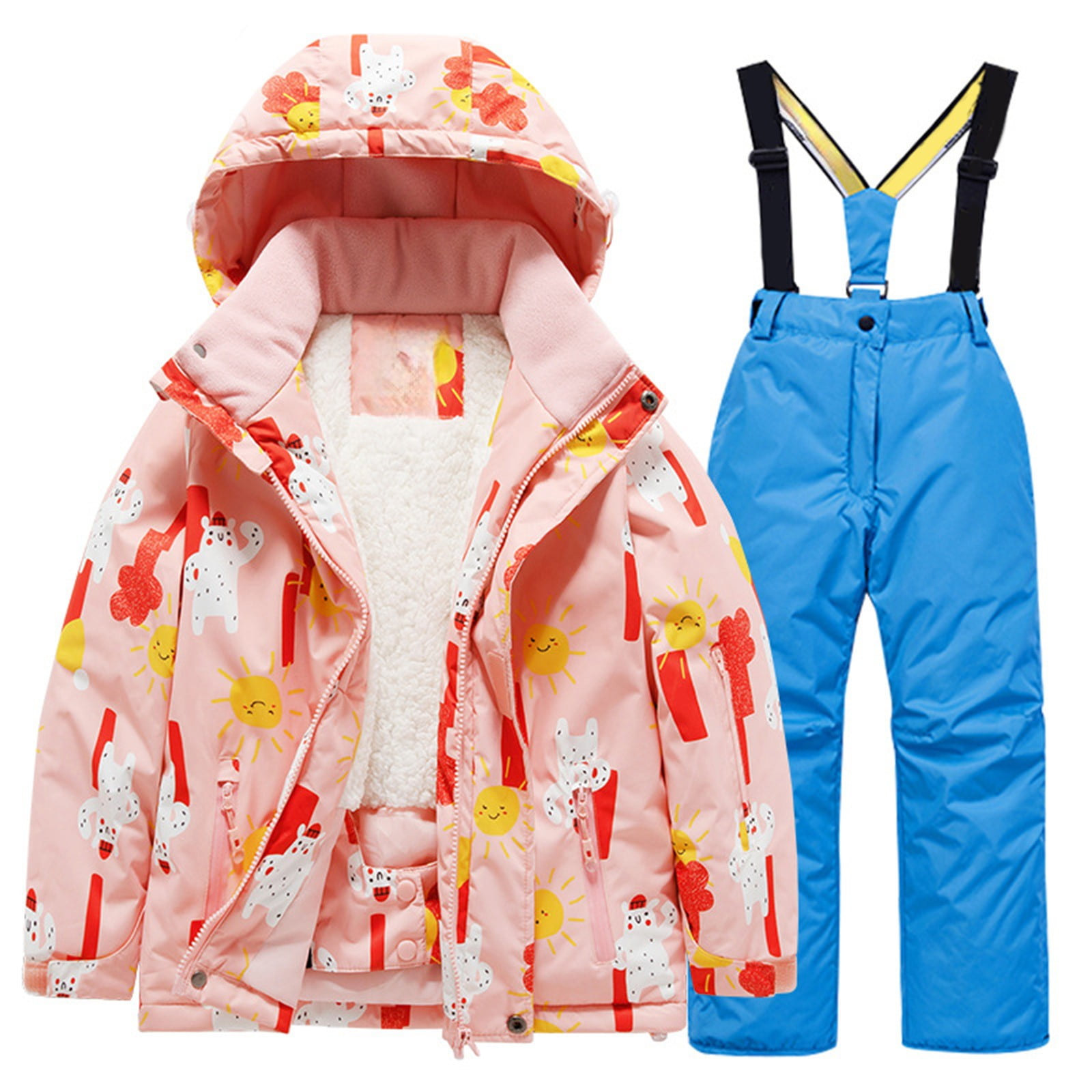 Generic Boys and Girls Children's Ski Suits Girls Outdoor Thick Windproof Boys Baby Big Children Ski Clothes Waterproof Jumpsuits Winter Warm Snowboard Coat Outdoor Jackets(12,Sky Blue)