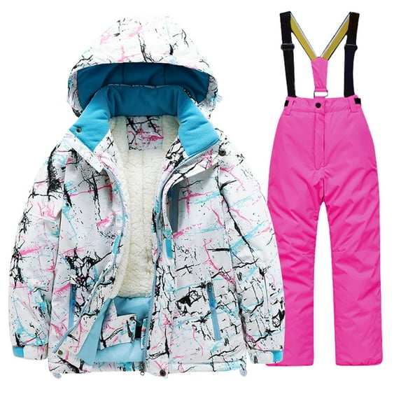 Generic Boys and Girls Children's Ski Suits Girls Outdoor Thick Windproof Boys Baby Big Children Ski Clothes Waterproof Jumpsuits Winter Warm Snowboard Coat Outdoor Jackets(12,Hot Pink)