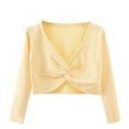 thumbnail image 1 of Generic Kids Girls Ballet Wrap Tops Long Sleeve Crossover Velvet Cardigan Ballerina Gymnastics Sweater for 3-15Years, 1 of 4