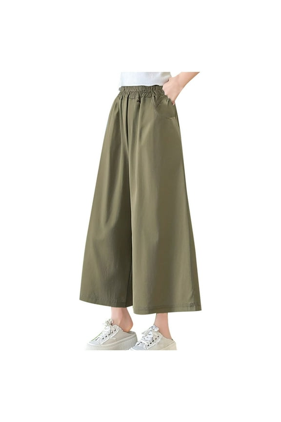 Kids Girls Boys Thin Quick Dry Flared Wide Leg Casual Skirts Midi Loose Fit Skirt Trousers Pants for 7-16 Years