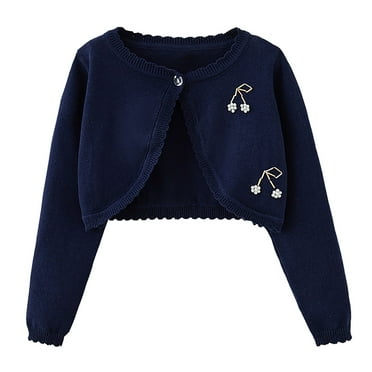 Generic Kids Girls Cardigan Sweater Bolero Shrug Long Sleeve Button Closure Sweaters Dress Cover Up Tops, 2-14Years