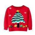 thumbnail image 1 of Generic Baby Girls Knitted Coat Toddler Boys Girls Christmas Trees Cartoon Sweater Long Sleeve Warm Knitted Pullover Knitwear Xmas Tops(Red,5-6 Years), 1 of 6