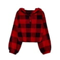 thumbnail image 1 of Generic Kids Girls Winter Trendy Plaid Fleece Hooded Jacket Button Pullover Long Sleeve Girls Shirts Jacket Tops Outerwear, 1 of 6