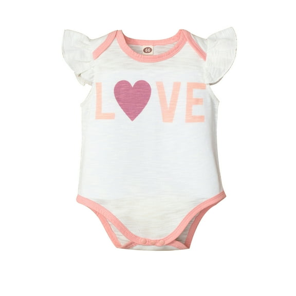 Generic Kids Holiday Baby Girls Boys Valentine's Day Round Neck Long Sleeve Cute Bodysuit Romper Clothes(0-3 Months,White)