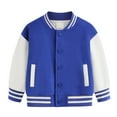 thumbnail image 1 of Generic Kids Jackets Boys Girls Coat Spring Autumn Winter New Children Plus Baseball Clothes Baby Cardigan Small Medium Thick Top Casual Lightweight Plain Button School Coat(7-8 Years,Dark Blue), 1 of 4