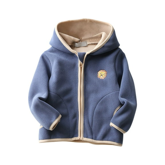 Generic Kids Jackets Lightweight Toddler Baby Outwear Long Sleeve Round Neck Solid Color Jacket Zipper Hooded Windproof Coats for Girls Boys Casual Comfortable Hoodies ﻿ (5-6 Years,Blue)