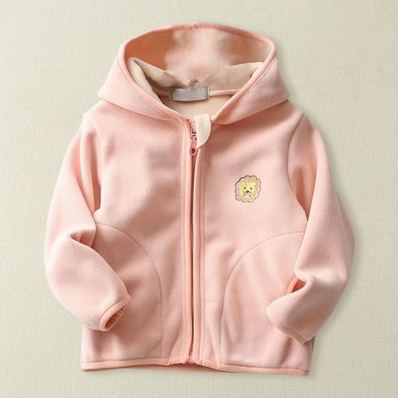 Generic Kids Jackets Lightweight Toddler Baby Outwear Long Sleeve Round Neck Solid Color Jacket Zipper Hooded Windproof Coats for Girls Boys Casual Comfortable Hoodies (3-4 Years,Pink)