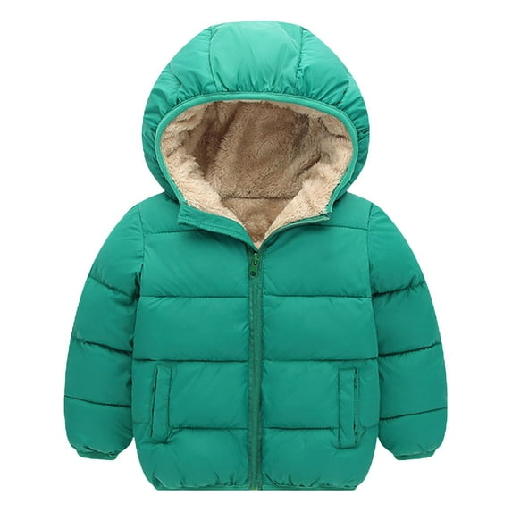 Generic Kids Light Coat Casual Autumn Winter Toddler Girl Boy Long Sleeved Hooded and Down Padded Jackets for Outdoors Fashion Lightweight Clothing(4-5 Years,Green)