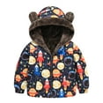 thumbnail image 1 of Generic Kids' Long Sleeve Hooded Windbreaker For Cold Weather Toddler Kids Baby Winter Warm Jacket Outerwear Floral Hooded Zipper Padded Outwear For Girls Or Boys Little Girl Warm Outerwear Clothes, 1 of 8