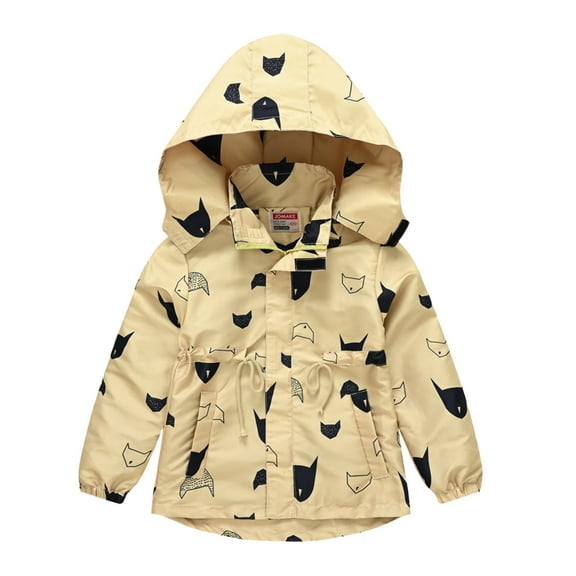 Generic Kids Spring And Autumn Long Sleeve Jacket Toddler Kids Boys Casual Zip Up Cartoon Prints Jacket Coat Long Sleeve Hooded Thicken Outerwear Windbreaker Winter Coats For Baby Girls
