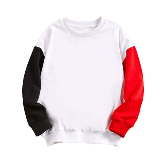 Generic Kids Sweatshirts Soft Cotton Warm Crewneck Solid Color Patchwork Long Sleeve Pullover Sweatshirts for Boys Or Girls（5-6 Years Green）