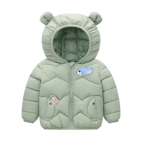 Generic Kids' Thick Warm Cotton Padded Jacket With Hood Kids Baby Warm Girls Boys Winter Warm Long Sleeve Thickened Winter Cotton Jacket Jackets Sweatshirt Coats Fall Winter Warm Coat Outerwear