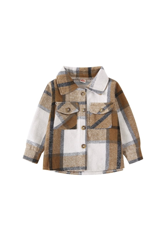 Kids Toddler Baby Boy Button Down Cardigan Long Sleeve Plaid Flannel Sweater Coat Tops Spring Fall Clothes Boys Girls Flannel Plaid Shirt Jacket Lapel Shirts Regular Fit Casual Fall Coat