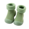 thumbnail image 1 of Generic Kids Toddler Baby Boys Girls Solid Warm Knit Soft Sole Rubber Shoes Socks Slipper Stocking Autumn Winter Clothes（22 Green）, 1 of 4