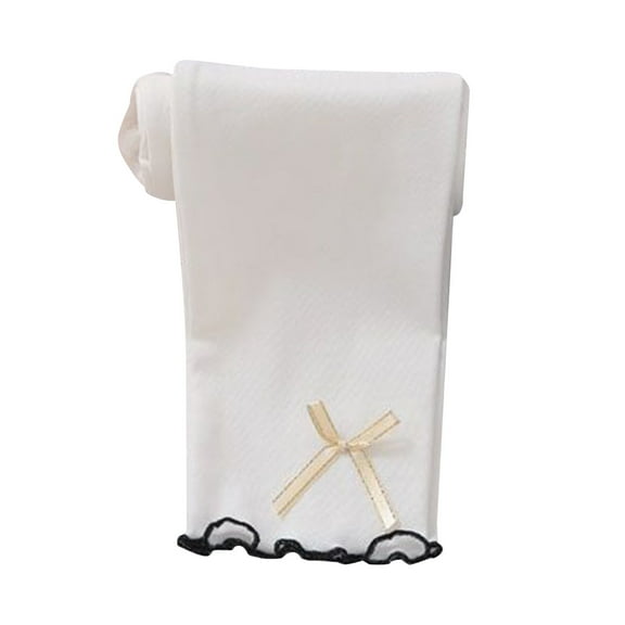 Generic Kids Toddler Baby Girls Autumn Winter Bow Tie Soft Solid Cotton Long Pants Leggings Clothes Comfortable and Soft（5-6 Years White）