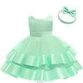 thumbnail image 1 of Generic Kids Toddler Baby Girls Princess Pageant Dress Bowknot Sleeveless Tulle Dress with Headbands Party Prom Ball Gown Autumn Winter Clothes for Holiday Party Christmas（4-5 Years Orange）, 1 of 4