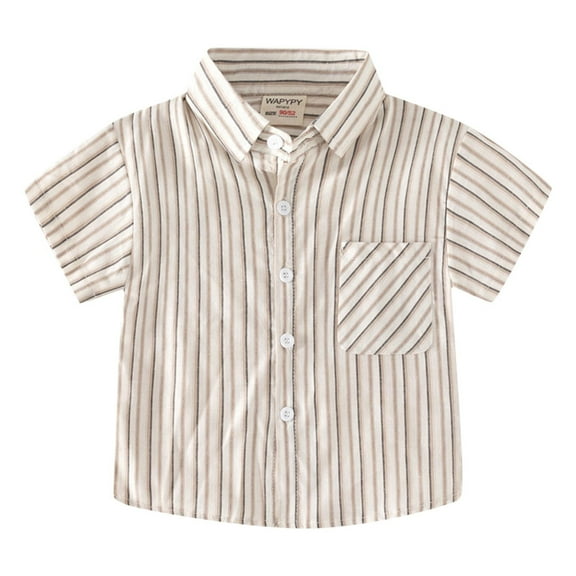 Generic Kids Toddler Shirt Cartoon Prints Short Sleeve Button Boys Girls Shirt Tops Outwear Striped