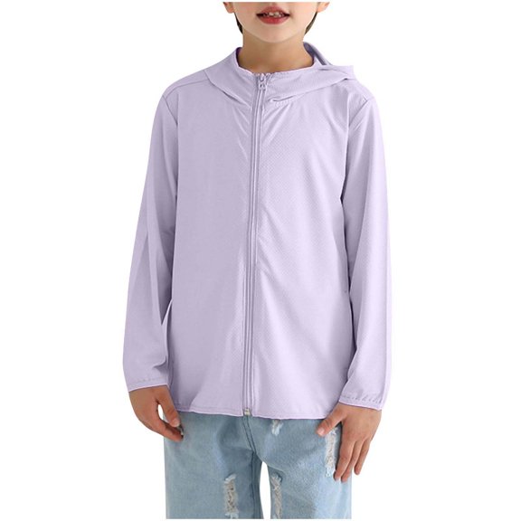 Generic Kids UPF 50  Athletic Sun Protection Jacket Boys Girls Zip Up Hoodie Cooling Running Outdoor Shirt for 3-12 Years